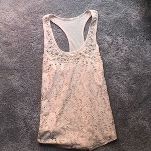 Express Cream Tank Top with Pearls